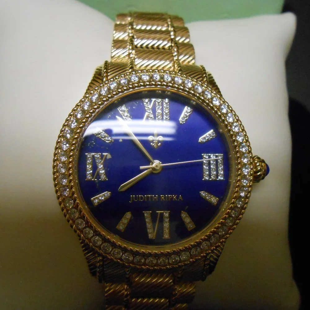 Judith Ripka Navy Gold Watch - Picture 1 of 7